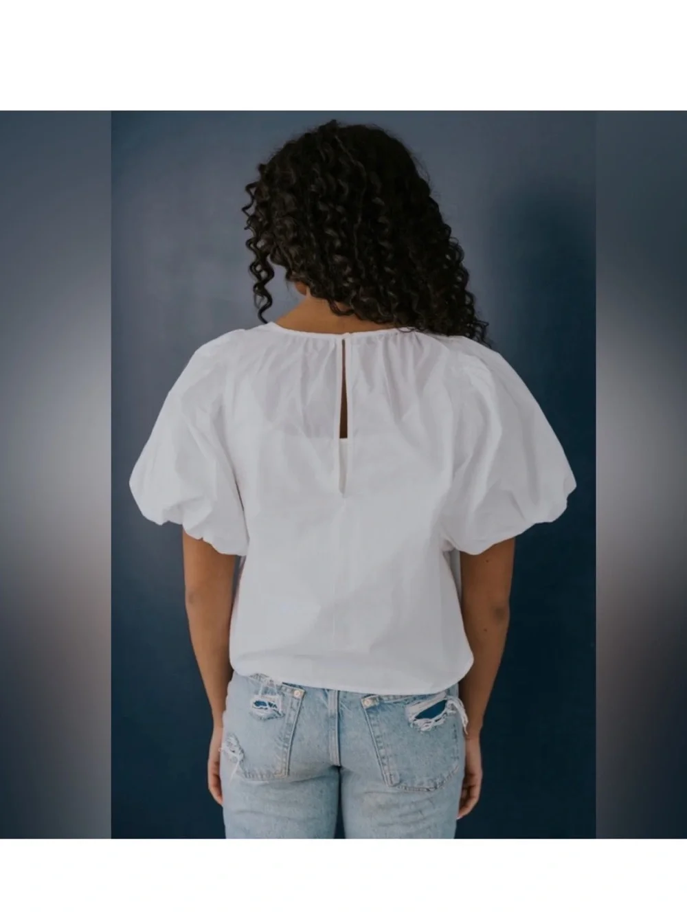 Free People Bardot puffed sleeve top